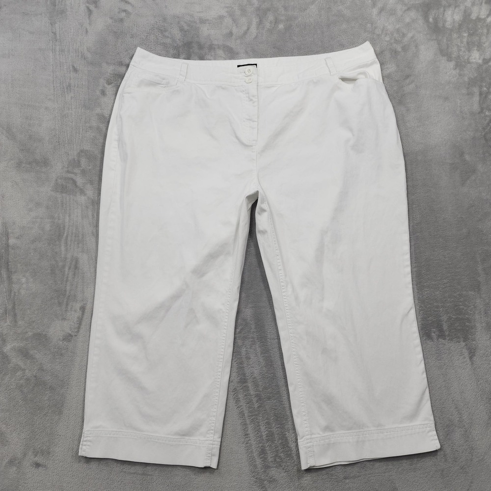 Charter Club Pants Womens 20W White Twill Capri Classic Fit Stretch Casual